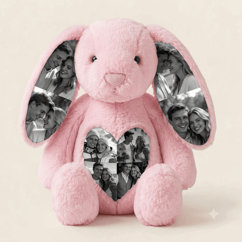 Custom Photo Bunny Plush for Couples Anniversary Gifts - Luxrelivo