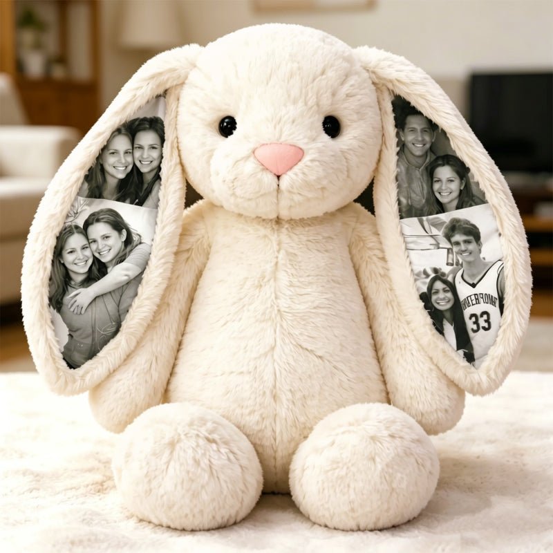 Custom Photo Bunny Plush for Couples Anniversary Gifts - Luxrelivo
