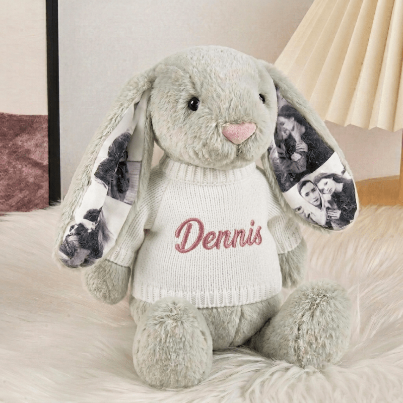 Custom Photo Bunny Plush for Couples Anniversary Gifts - Luxrelivo