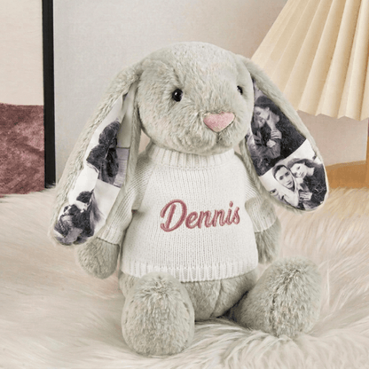 Custom Photo Bunny Plush for Couples Anniversary Gifts - Luxrelivo