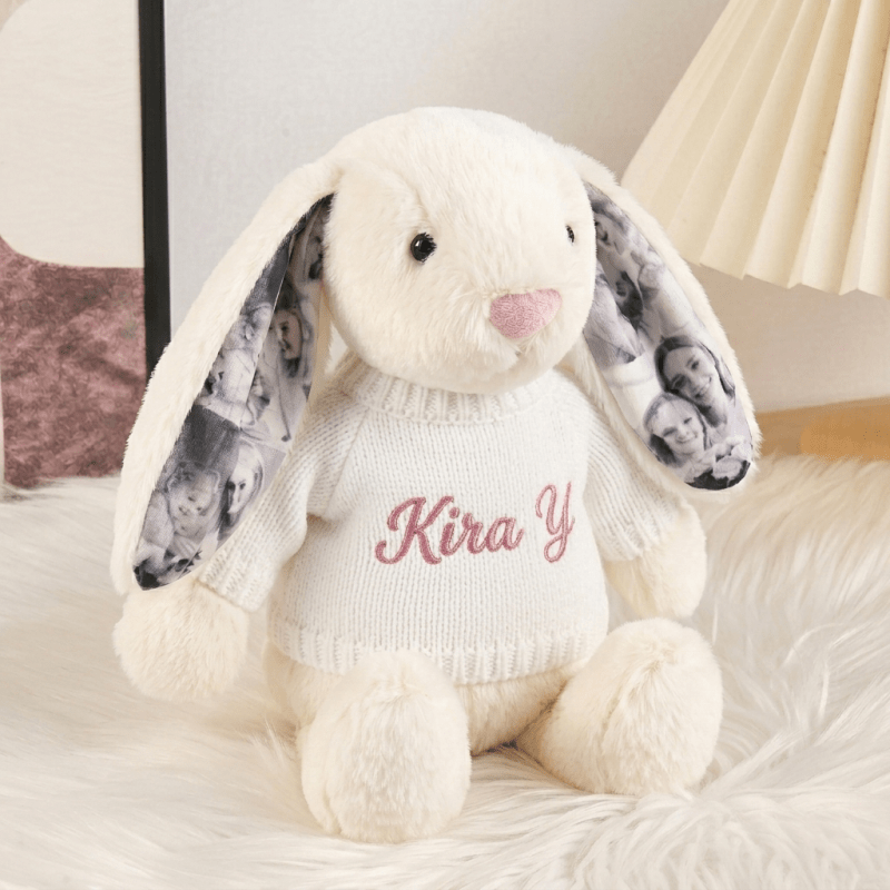Custom Photo Bunny Plush for Couples Anniversary Gifts - Luxrelivo