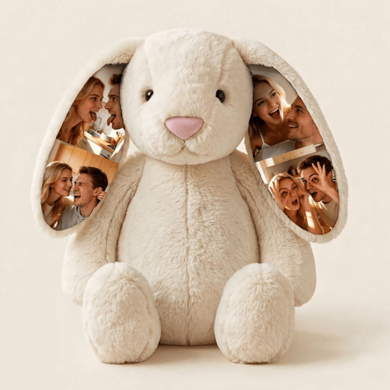 Custom Photo Bunny Plush for Couples Anniversary Gifts - Luxrelivo