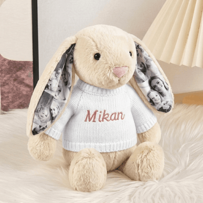 Custom Photo Bunny Plush for Couples Anniversary Gifts - Luxrelivo