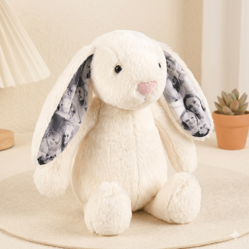 Custom Photo Bunny Plush for Couples Anniversary Gifts - Luxrelivo