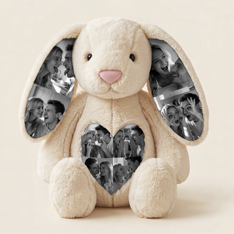 Custom Photo Bunny Plush for Couples Anniversary Gifts - Luxrelivo