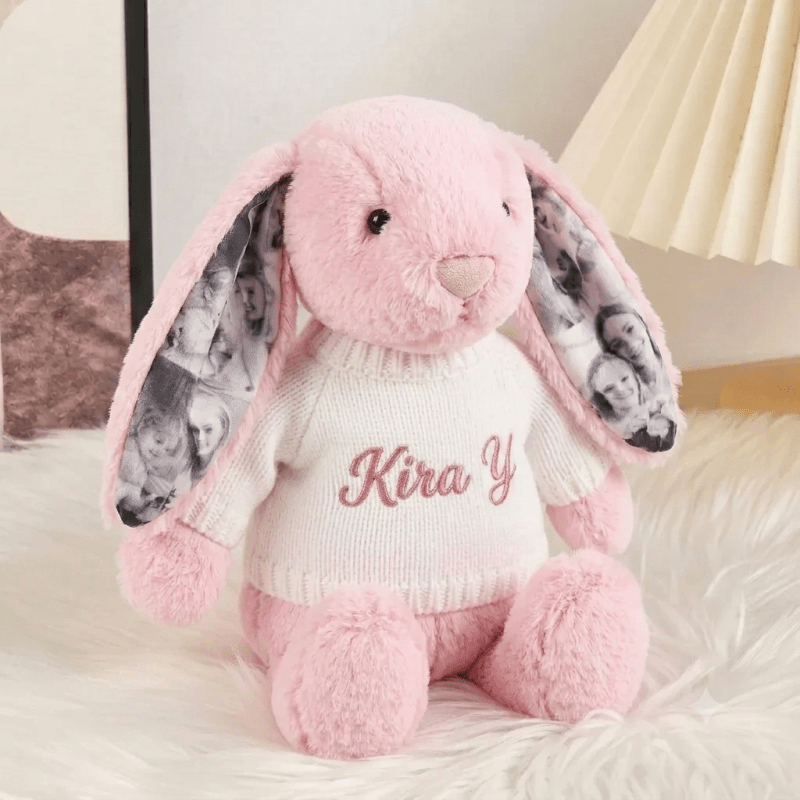 Custom Photo Bunny Plush for Couples Anniversary Gifts - Luxrelivo
