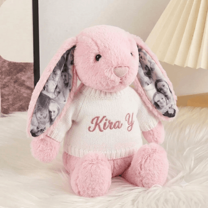 Custom Photo Bunny Plush for Couples Anniversary Gifts - Luxrelivo