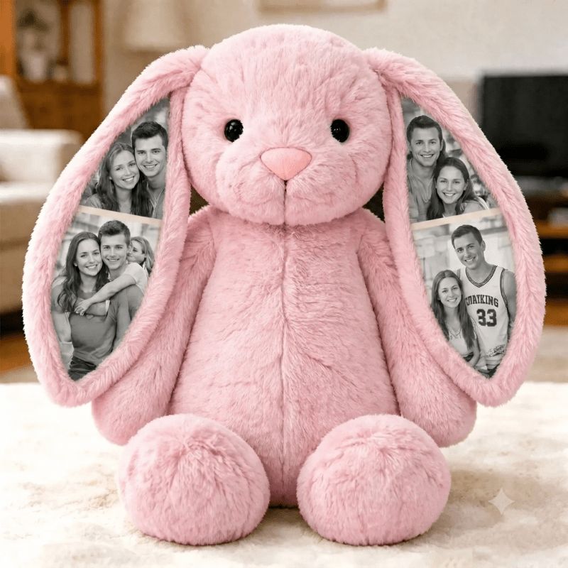 Custom Photo Bunny Plush for Couples Anniversary Gifts - Luxrelivo