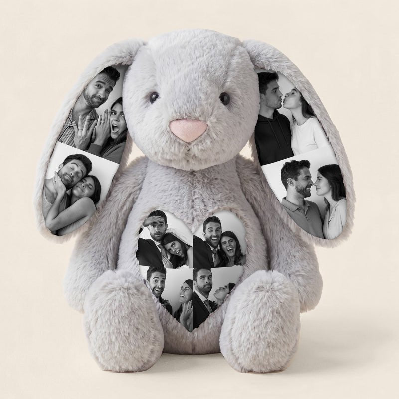 Custom Photo Bunny Plush for Couples Anniversary Gifts - Luxrelivo