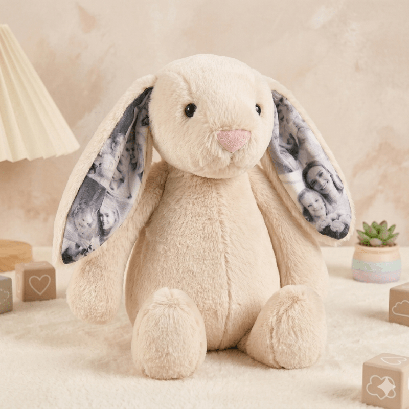 Custom Photo Bunny Plush for Couples Anniversary Gifts - Luxrelivo