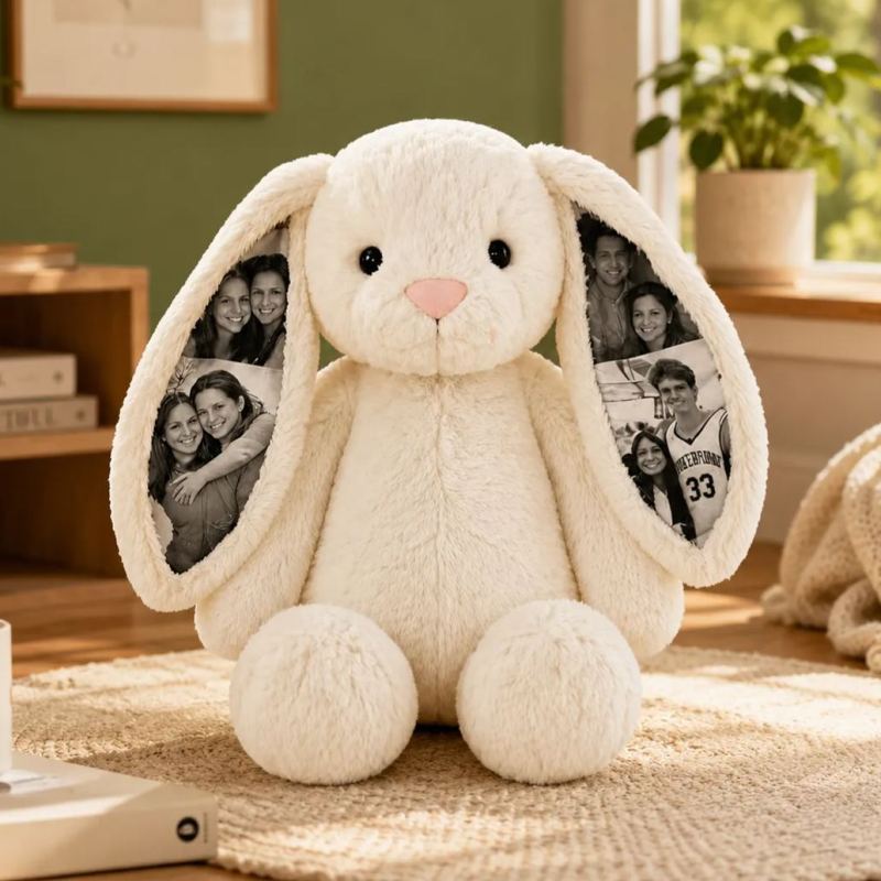 Custom Photo Bunny Plush for Couples Anniversary Gifts - Luxrelivo