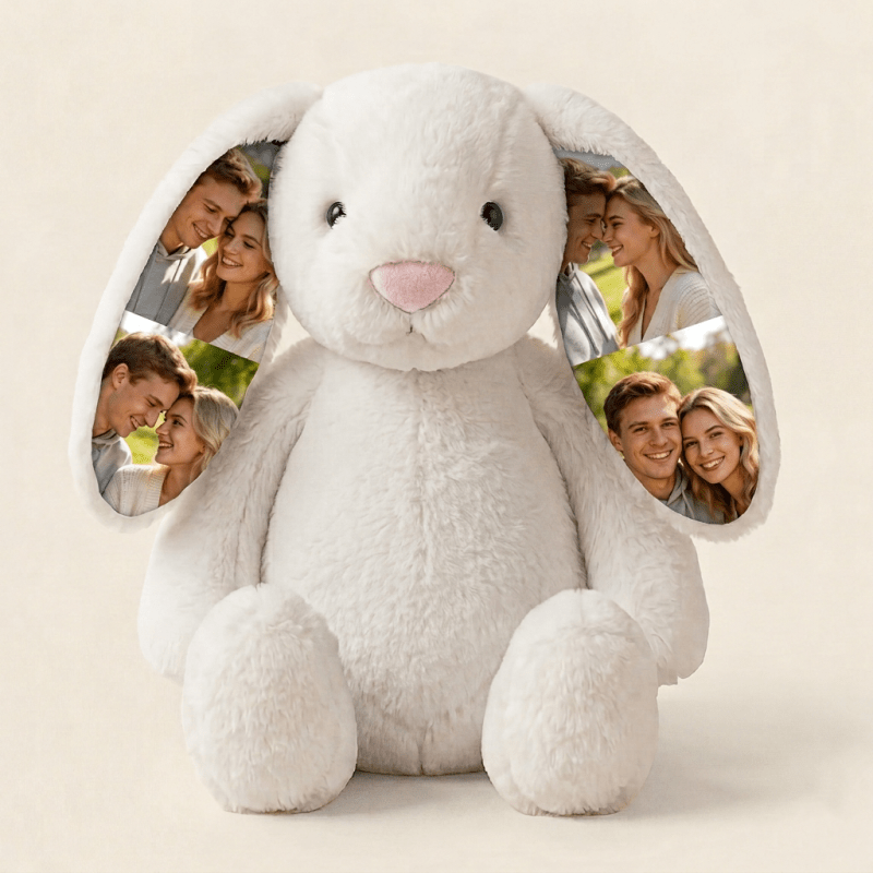 Custom Photo Bunny Plush for Couples Anniversary Gifts - Luxrelivo