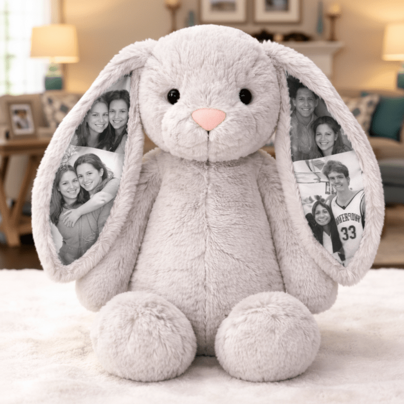 Custom Photo Bunny Plush for Couples Anniversary Gifts - Luxrelivo